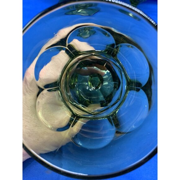 Set Of 4 Vintage Green Glass Goblets With Pedestal Base 6.5" Tall Elegant Drinkw - Picture 7 of 12